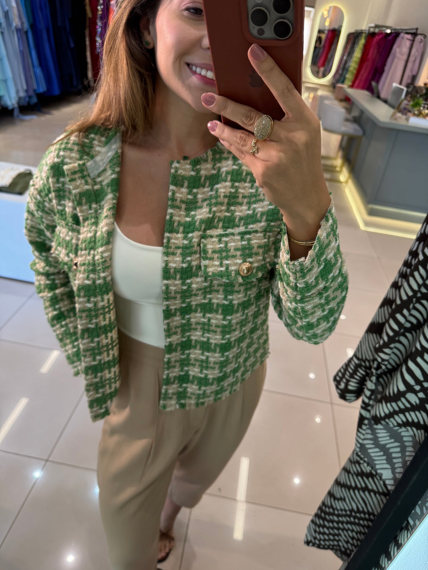 Casaco tweed Ashley verde