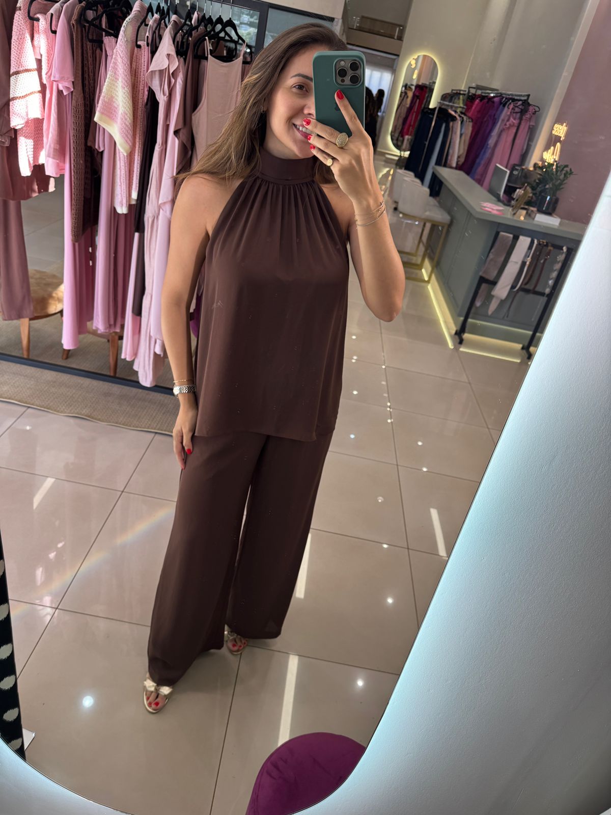 Conjunto gola franzido