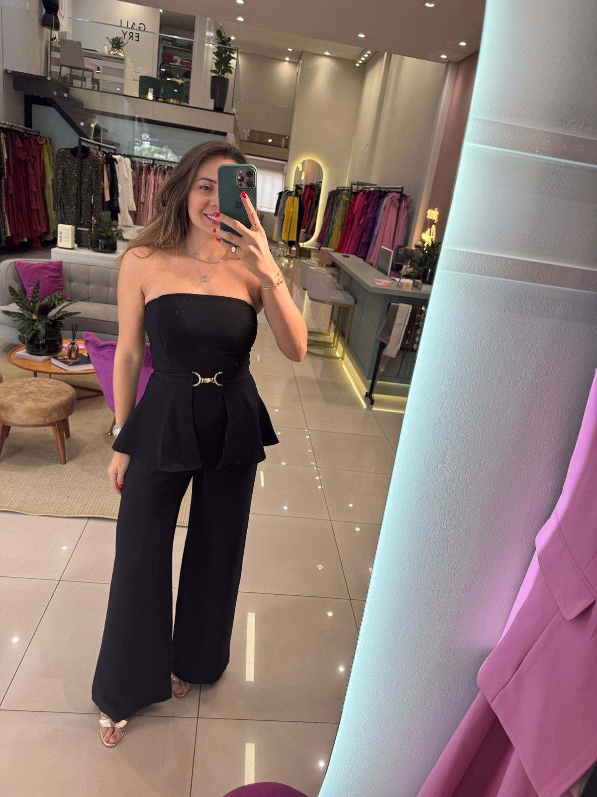 Macacão algarve com peplum